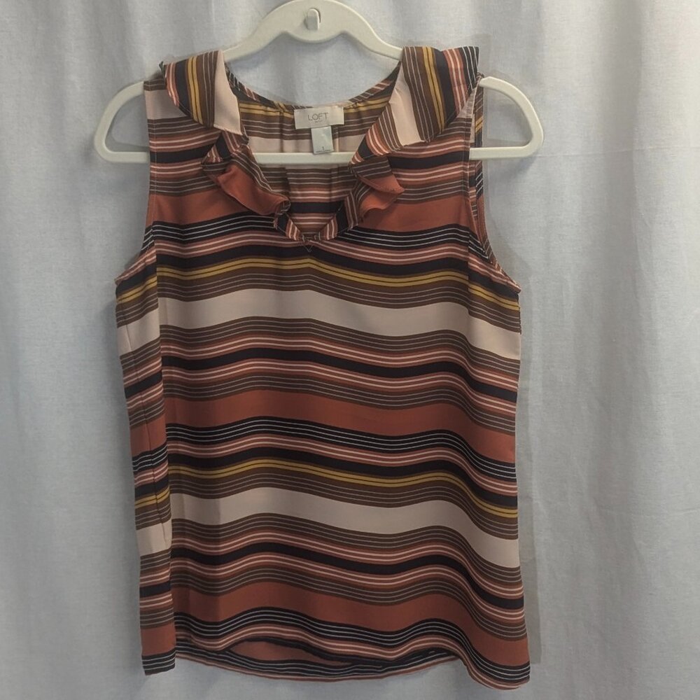 Loft Size Small Sleeveless Top Striped Fall Colors